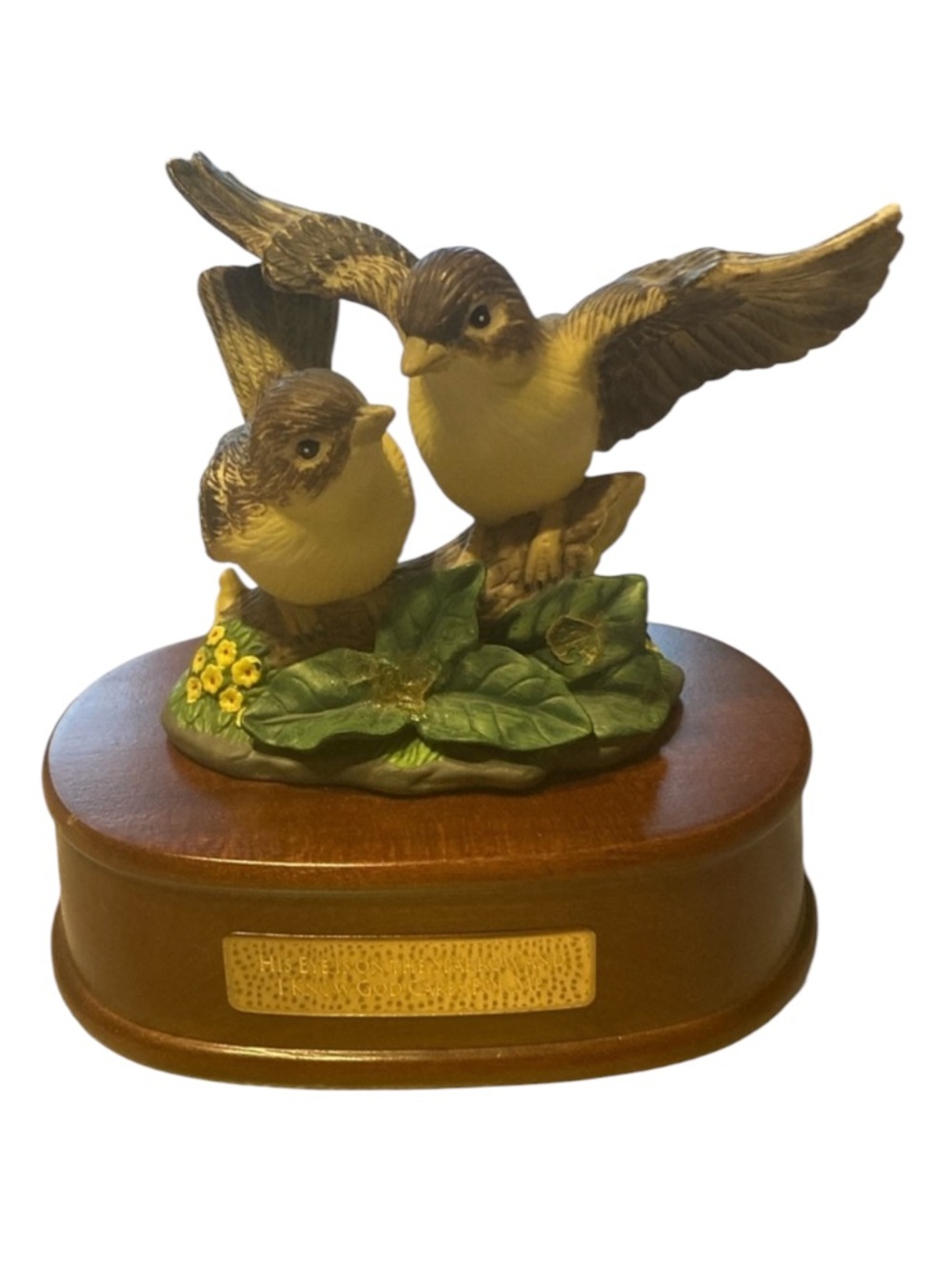 SPARROW MUSIC BOX figurine statue sculpture gift vintage bird decor